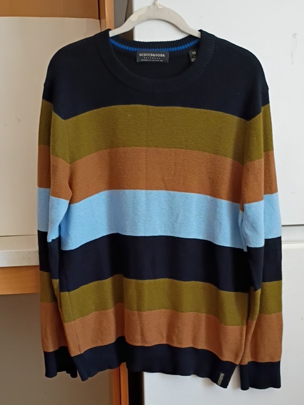 Scotch & Soda Cotton Rib Knit Striped Sweater Crew Neck Men sz L